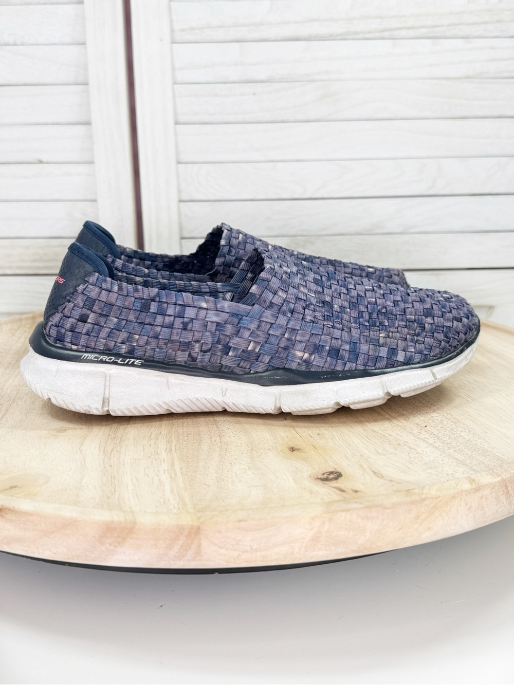 Skechers Women's Equalizer Vivid Dream‎ Knit Slip On Sneakers Blue 7.5